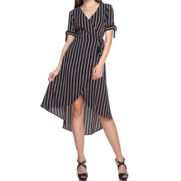 ✨LAST ONE✨Striped high low chic wrap dress - Picture 3 of 8